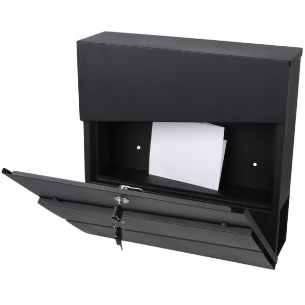 Kültéri postaláda, kerítéshez vagy falhoz, horganyzott acélból, zárral, 37x11x37cm, szürke - Image 8