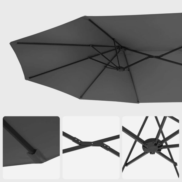 SONGMICS Umbrela de gradina dubla, cu manivela, 460 x 270 cm, gri - Image 7