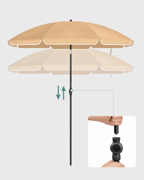 SONGMICS Umbrela terasa gradina sau plaja, cu inclinare, husa, diametru 200cm, taupe - Image 4