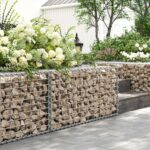 SONGMICS Cos de gabioane pentru pietre, otel galvanizat, 100x50x30cm, argintiu