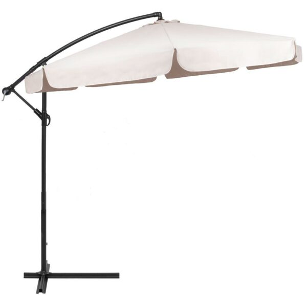 Kerti esernyő oldalkarral, huzattal, 300cm, bézs