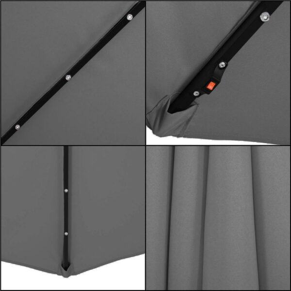 Kerti esernyő oldalkarral, LED világítással, fedéllel, 300cm, szürke - Image 8