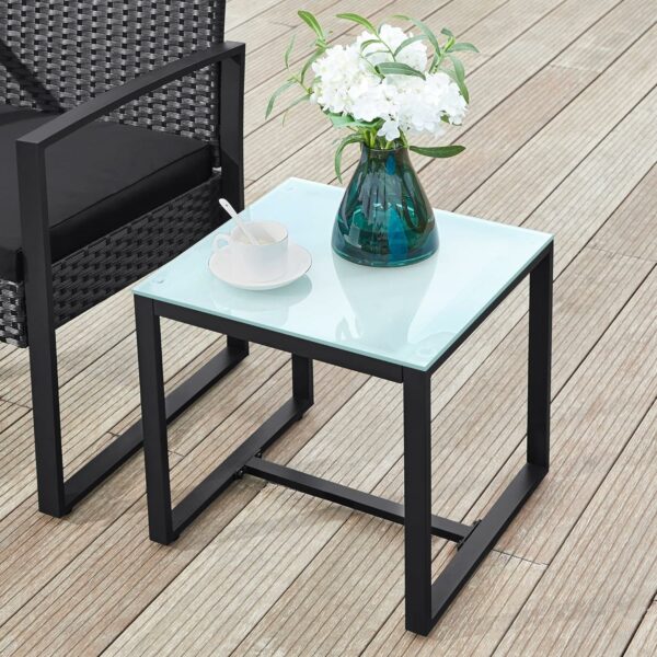 SONGMICS Set de mobilier pentru terasa sau balcon, din poliratan PE, masa si 2 scaune, negru - Image 7