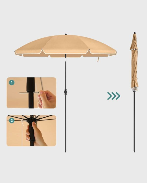 SONGMICS Umbrela terasa gradina sau plaja, cu inclinare, husa, diametru 200cm, taupe - Image 3
