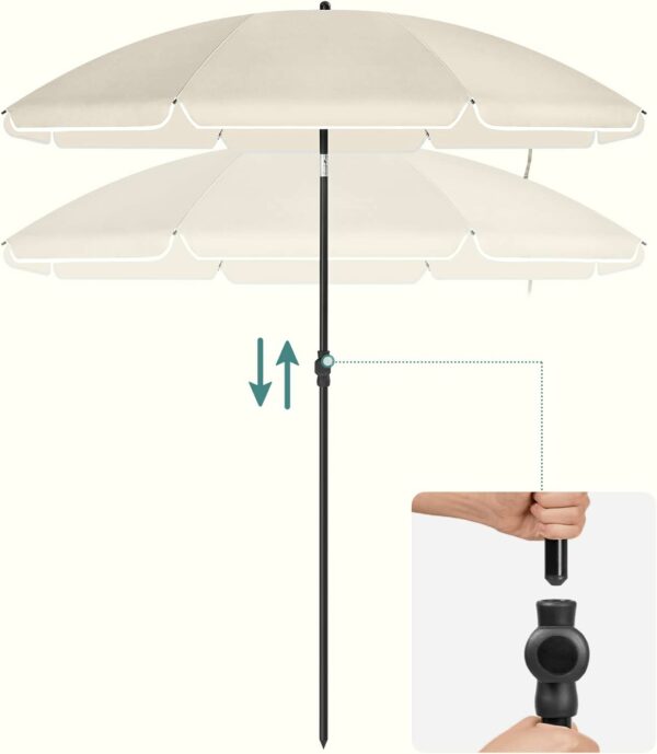 SONGMICS Umbrela terasa gradina sau plaja, cu inclinare, husa, diametru 160cm, bej - Image 8