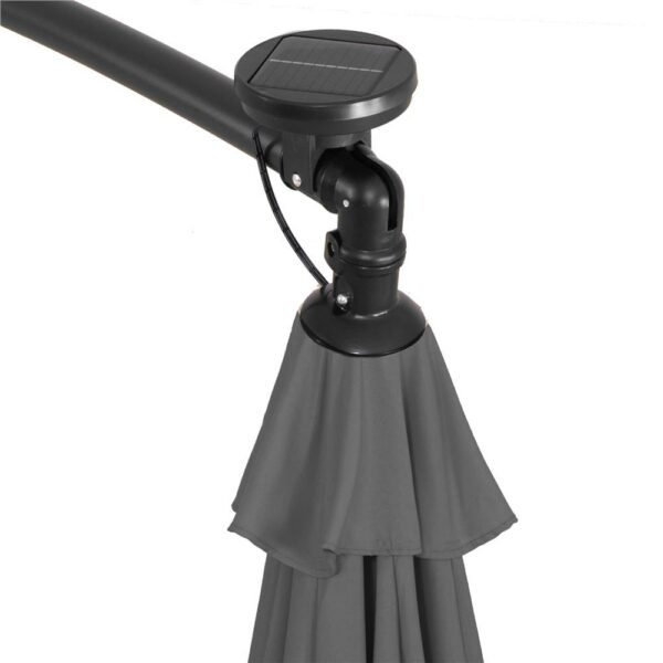 Kerti esernyő oldalkarral, LED világítással, fedéllel, 300cm, szürke - Image 9