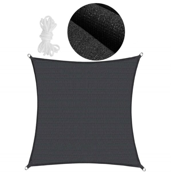 Copertina prelata de soare, patrata, impermeabila cu protectie UV, 4x4m, gri inchis - Image 8