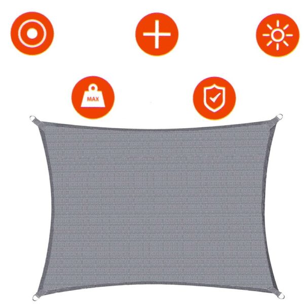 Copertina prelata de soare, dreptunghiulara, impermeabila cu protectie UV, 5x4m, gri deschis - Image 8