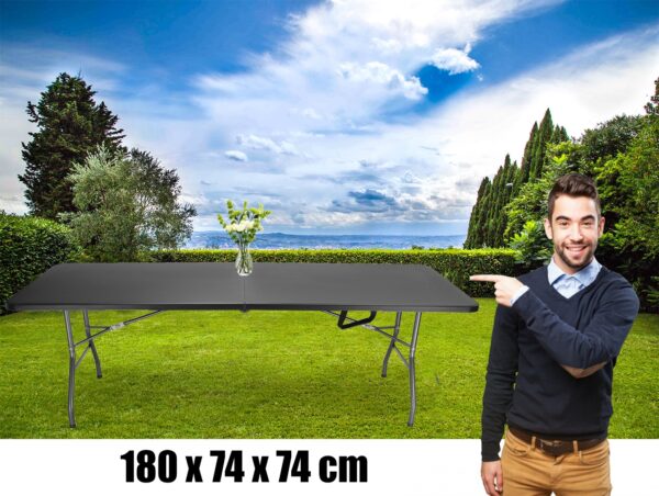 Masa dreptunghiulara pliabila multifunctionala, cu protectie fata de masa, 180x74x74cm, neagra - Image 8