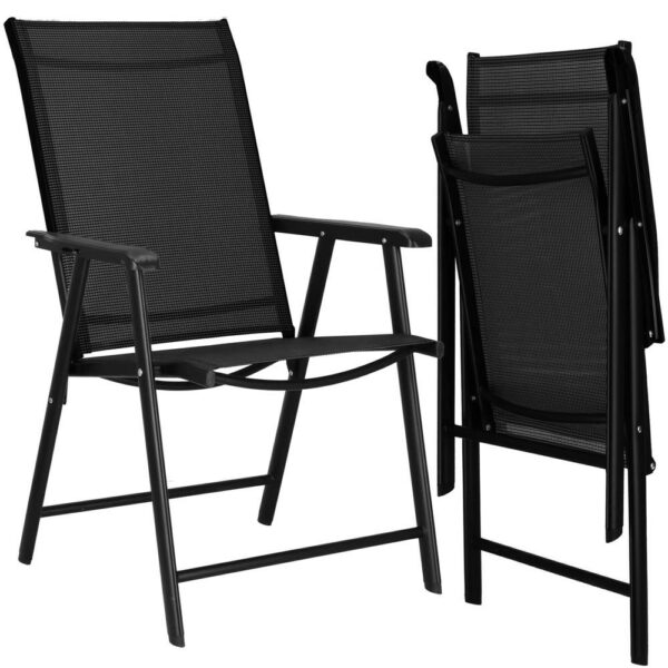 Fém kerti szék, összecsukható, 95x57x66cm, maximum 150kg, fekete - Image 9