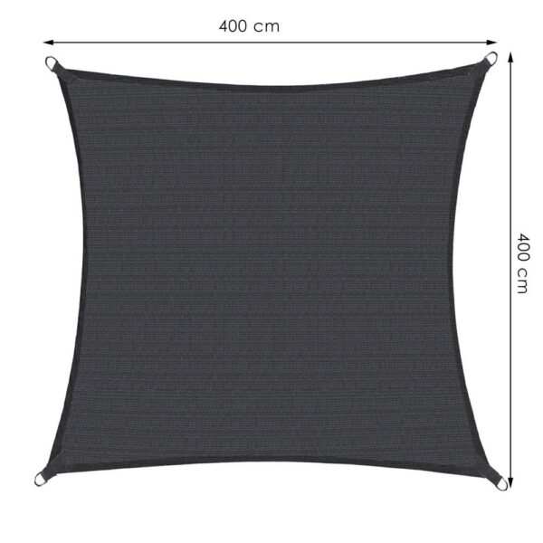 Copertina prelata de soare, patrata, impermeabila cu protectie UV, 4x4m, gri inchis - Image 9