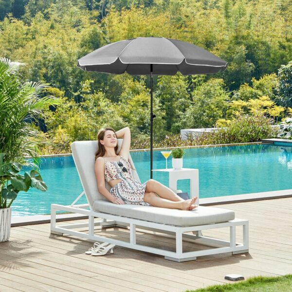 SONGMICS Umbrela terasa gradina sau plaja, cu inclinare, husa, diametru 160cm, gri - Image 9