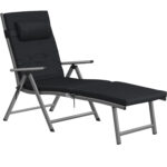 ÚJRACSOMAGOLT TERMÉK: SONGMICS Összecsukható heverő, vastag matraccal és fejtámlával, állítható háttámlával, maximum 150kg, 183x60x39cm, fekete