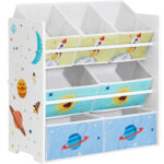 SONGMICS játéktároló polc, 7 kivehető szövetdoboz, 63x30x60cm, fehér