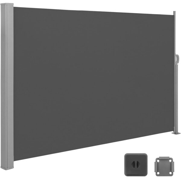 SONGMICS Paravan lateral pentru intimitate, extensibil, sistem fixare inclus, 160x350cm, gri - Image 10