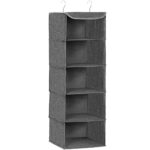 SONGMICS Raft suspendat organizator pentru dulapuri, pliabil, textil, 30x30x90cm, gri
