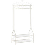SONGMICS Ruhatartó állvány, 2 polccal, 92x41x173cm, krém