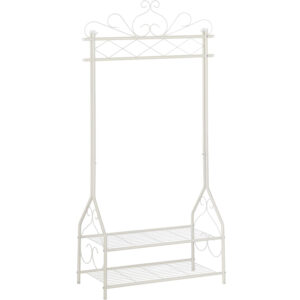 SONGMICS Ruhatartó állvány, 2 polccal, 92x41x173cm, krém