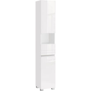 VASAGLE Dulap de baie tip coloana, din MDF, cu sertar si 2 usi, 30x30x170cm, alb
