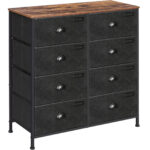 SONGMICS komód fém kerettel és 8 textil fiókkal, ipari stílusú, 80x30x82cm, rusztikus barna és fekete