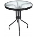 Asztal kertbe vagy erkélyre, fém kerettel, üveglappal, 60x70cm, fekete