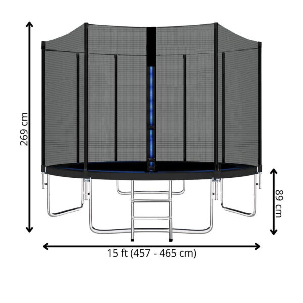 Trambulina Black, cu scara si plasa de protectie exterioara, 457 cm, 200kg - Image 2