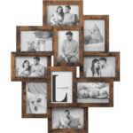 SONGMICS Rama foto de perete din MDF, colaj de 10 fotografii, 60x49cm, maro rustic