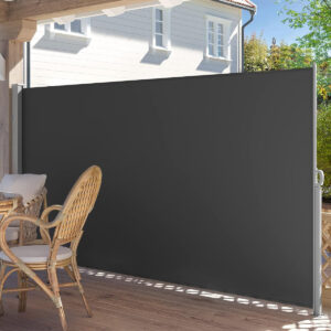 SONGMICS Paravan lateral pentru intimitate, extensibil, sistem fixare inclus, 180x300cm, gri