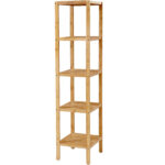 SONGMICS Bambusz tárolópolc, 5 polc, konyhába vagy fürdőszobába, 146x33x33cm, natúr barna