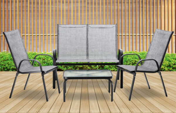 Set mobilier gradina textilene, 2 scaune, 1 canapea si 1 masa, gri deschis - Image 12