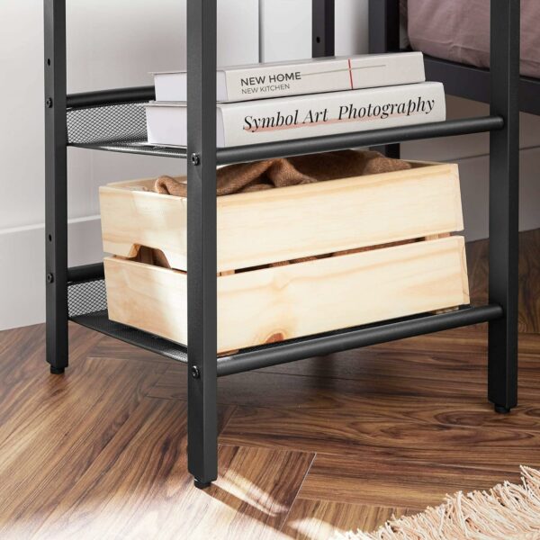 VASAGLE Set de 2 noptiere, cu cadru metalic, blat MDF, rafturi reglabile, 40x40x50cm, maro rustic - Image 2