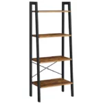 VASAGLE Létra típusú könyvespolc, acél váz 4 MDF polccal, ipari stílusú, 56x34x138cm, rusztikus barna