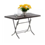 ÚJRACSOMAGOLT TERMÉK: PVC kerti asztal, 115x65x74cm, barna