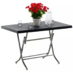 ÚJRACSOMAGOLT TERMÉK: PVC kerti asztal, 115x65x74cm, fekete