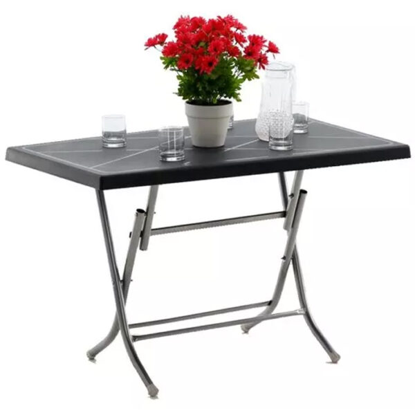 ÚJRACSOMAGOLT TERMÉK: PVC kerti asztal, 115x65x74cm, fekete