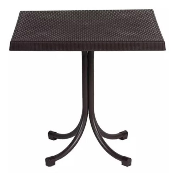 ÚJRACSOMAGOLT TERMÉK: PVC kerti asztal, rattan utánzat, négyzet 80x80x73cm, barna