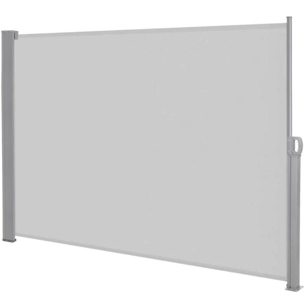 Belátásgátló paraván kertbe, kihúzható, rögzítő rendszerrel együtt, 160x300 cm, világosszürke - Image 2