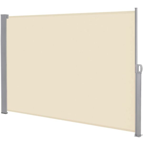 Belátásgátló paraván kertbe, kihúzható, rögzítő rendszerrel együtt, 180x350 cm, bézs - Image 2