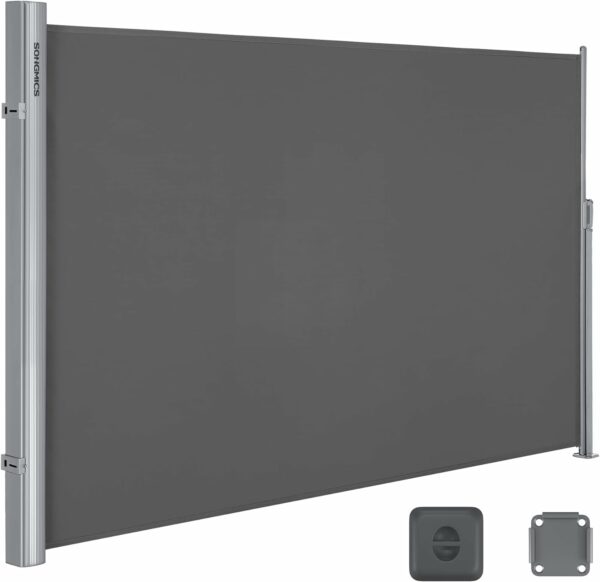 SONGMICS Paravan lateral pentru intimitate, extensibil, sistem fixare inclus, 180x300cm, gri - Image 4