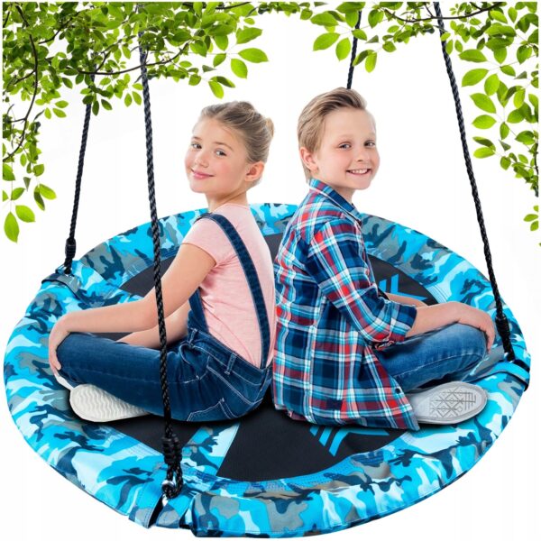 Leagan tip cuib Camuflaj 100cm, inaltime reglabila, 150 kg, Albastru Negru - Image 2