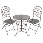 Set mobilier gradina metalic Elba, 2 scaune pliabile, 1 masa, gri
