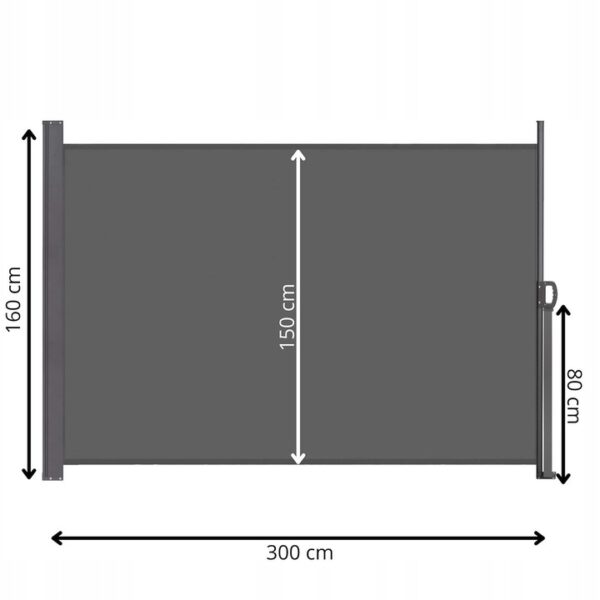 Belátásgátló paraván kertbe, kihúzható, rögzítő rendszerrel, 160x300 cm, sötétszürke - Image 10