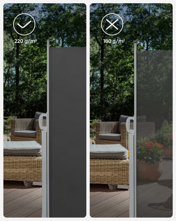 SONGMICS Paravan lateral pentru intimitate, extensibil, sistem fixare inclus, 160x350cm, gri - Image 4