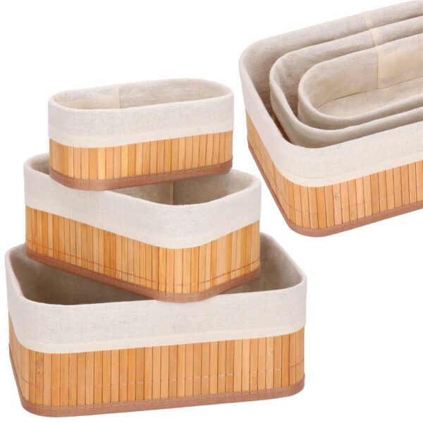 Set 3 cutii organizatoare din bambus, diverse dimensiuni, maro - Image 10