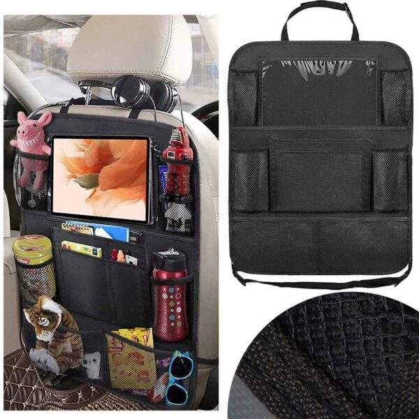 Organizator auto pentru spatarul scaunului, cu 10 buzunare, 60x40cm, negru - Image 11