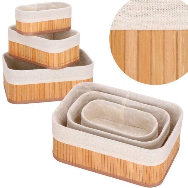 Set 3 cutii organizatoare din bambus, diverse dimensiuni, maro - Image 11