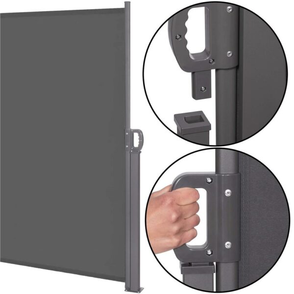 Paravan lateral pentru intimitate, extensibil, sistem fixare inclus, 200x300cm, gri inchis - Image 13