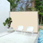 Belátásgátló paraván kertbe, kihúzható, rögzítő rendszerrel együtt, 180x350 cm, bézs