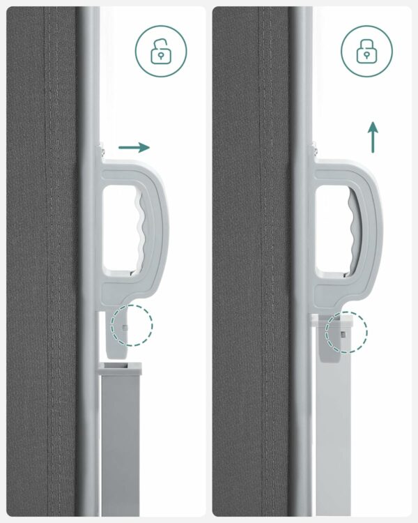 SONGMICS Paravan lateral pentru intimitate, extensibil, sistem fixare inclus, 160x350cm, gri - Image 7