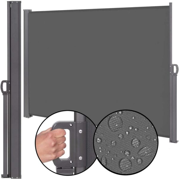 Paravan lateral pentru intimitate, extensibil, sistem fixare inclus, 200x400cm, gri inchis - Image 15